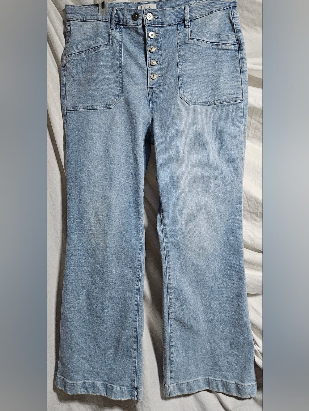 Nicole Miller New York Super High Rise Flare Jeans Size 14 Light Wash (Rrr)